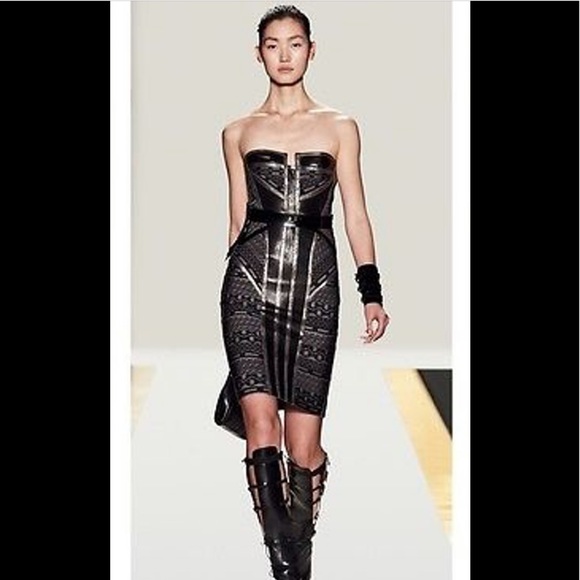 Herve Leger Dresses & Skirts - Herve Leger strapless gun metal chain dress XXS